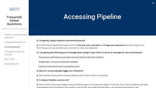 Frequently Asked Questions - Accessing Pipeline - Google Sites