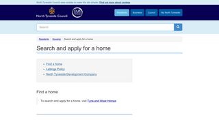 Search and apply for a home | North Tyneside Council