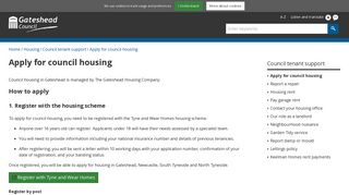 Apply for council housing - Gateshead Council