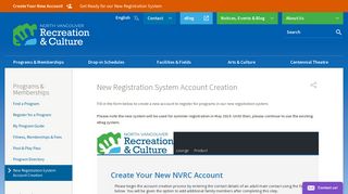 New Registration System Account Creation | North Vancouver ...