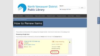 How to Renew Items | North Vancouver District Public Library