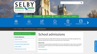 School admissions | Selby District Council