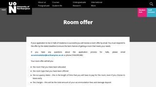 Room offer | University of Northampton
