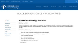 Blackboard Mobile App Now Free! | Northampton Community College