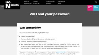 WIFI and your password | University of Northampton
