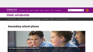Secondary school places - Schools and education - Northamptonshire ...