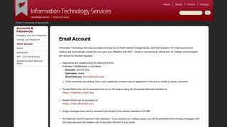 Email Account - its @ noctrl.edu - North Central College