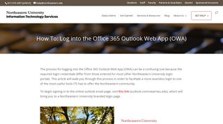 How To: Log into the Office 365 Outlook Web App ... - Northeastern ITS