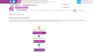 Web systems login – Northern College