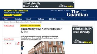 Virgin Money buys Northern Rock for £747m | Business | The Guardian