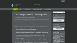 On boarding Coordinator - Talent Acquisition - Northern Trust Careers