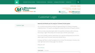 Customer Portal - Customer Login - Minuteman Press Northridge