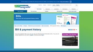 Northumbrian Water - Bill & payment history
