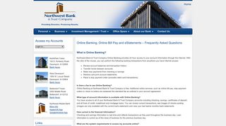 Online Baning FAQ - Northwest Bank and Trust