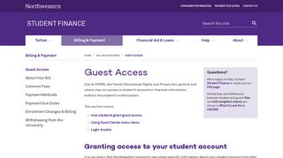 Guest Access: Student Finance - Northwestern University