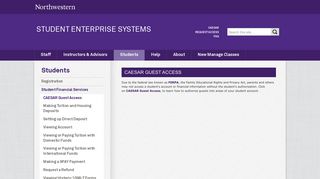 CAESAR Guest Access: Student Enterprise Systems - Northwestern ...
