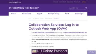 Collaboration Services: Log In to Outlook Web App (OWA): Information ...