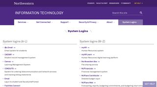 System Logins: Information Technology - Northwestern University