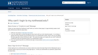 Why can't I login to my.northwood.edu? - TeamDynamix