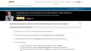 Download the backed-up files from Norton Online Backup account to ...
