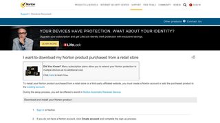 I want to download my Norton product purchased from a retail store