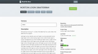 NORTON LOGIN 18667030864 | Read the Docs