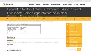 Symantec Norton AntiVirus Corporate Edition 7.x local LiveUpdate ...