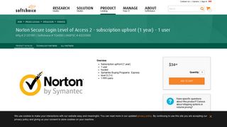 Norton Secure Login Level of Access 2 - subscription upfront (1 year ...