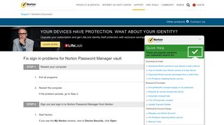 Fix sign in problems for Norton Password Manager vault
