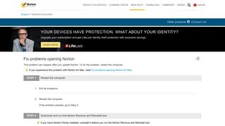 Fix for Norton product won't open, not opening - Norton Support
