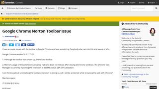 Google Chrome Norton Toolbar Issue | Symantec Connect Community