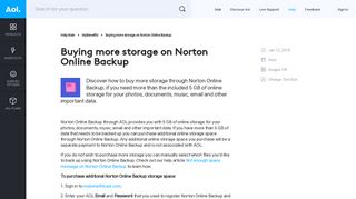 Buying more storage on Norton Online Backup - AOL Help