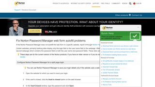 Fix Norton Password Manager web form autofill problems