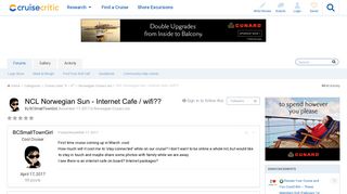 NCL Norwegian Sun - Internet Cafe / wifi?? - Norwegian Cruise Line ...