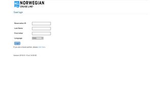 Reservation System Login Page - Norwegian Cruise Line