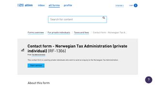 Altinn - Contact form - Norwegian Tax Administration (private individual)
