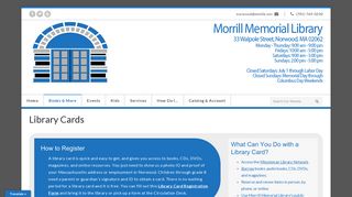 Library Cards | Morrill Memorial Library