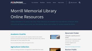 Morrill Memorial Library Online Resources | MLN