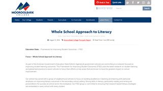 Whole School Approach to Literacy - Mooroolbark College
