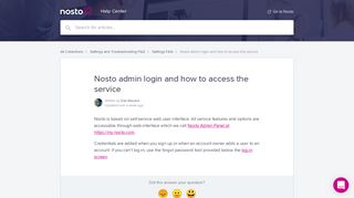 Nosto admin login and how to access the service | Nosto Help Center