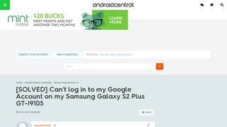 [SOLVED] Can't log in to my Google Account on my Samsung Galaxy S2 ...