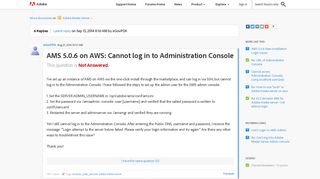 AMS 5.0.6 on AWS: Cannot log in to Administrati... | Adobe ...