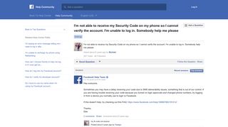 I'm not able to receive my Security Code on my phone so I ... - Facebook