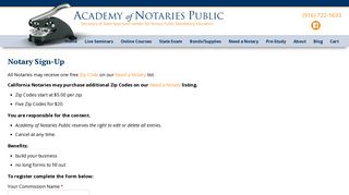 Notary Sign-Up Form - Academy of Notaries Public