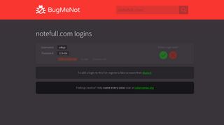 notefull.com logins - BugMeNot
