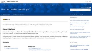 How can I enable shared login? - IBM