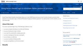 Using Notes shared login to eliminate Notes password prompts - IBM