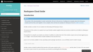 Rackspace Cloud Guide — Ansible Documentation