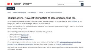 You file online. Now get your Notice of Assessment online too ...