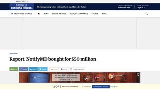 Report: NotifyMD bought for $50 million - Nashville Business Journal